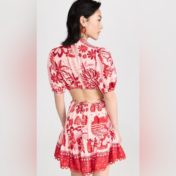 FARM Rio Red and White Floral Mini Dress - Picture 2 of 13